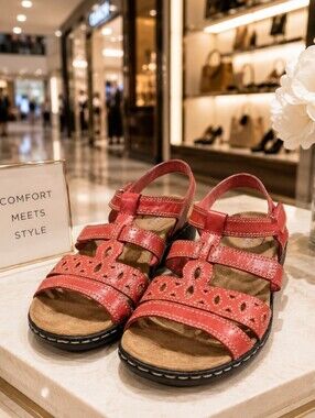 Clarks Coral Leather Comfort Sandals Women’s 9.5 Wide Adjustable Summer Shoes